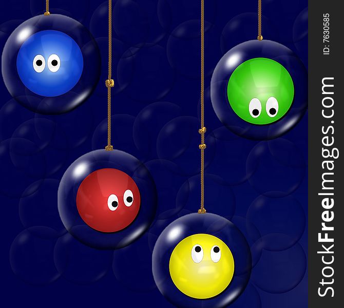 A funny background with some 3d emoticons in the bubbles. A funny background with some 3d emoticons in the bubbles