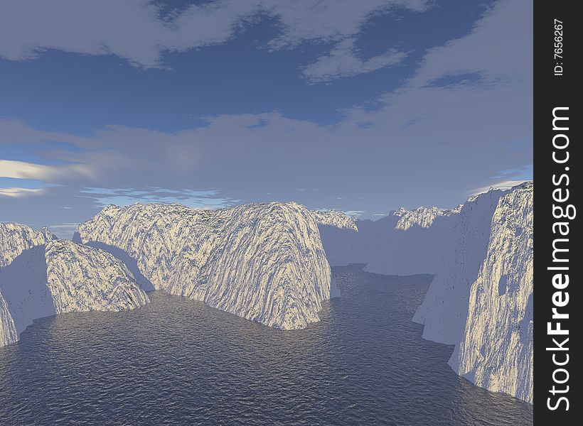 3D illustration of the ice landscape. 3D illustration of the ice landscape