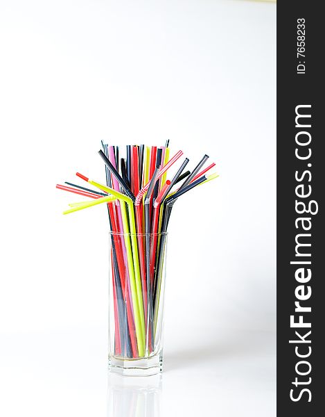 Colored crazy straws isolated on white background