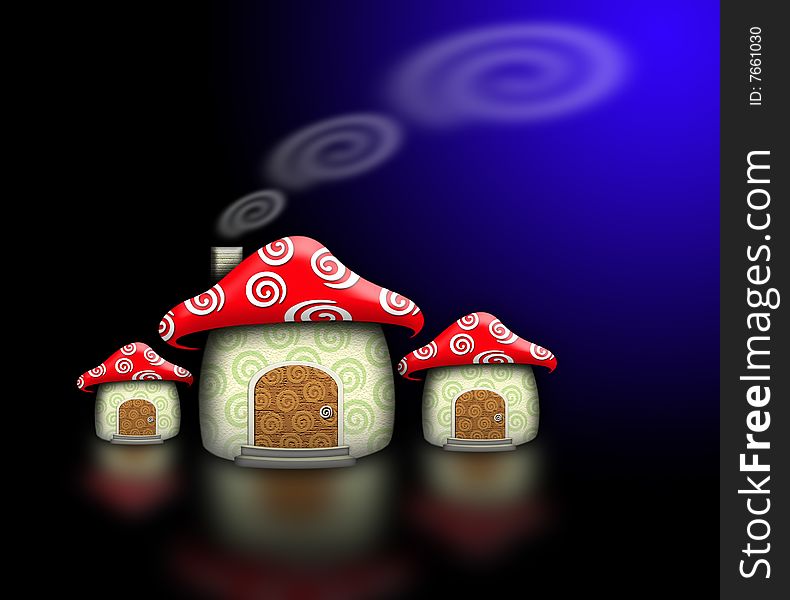 Mushroom house in the dark