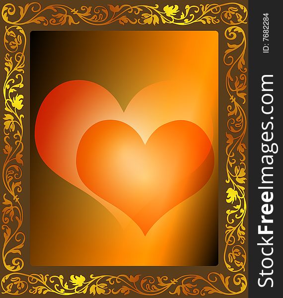 Two hearts in a frame. Valentine's Day graphic. Two hearts in a frame. Valentine's Day graphic.