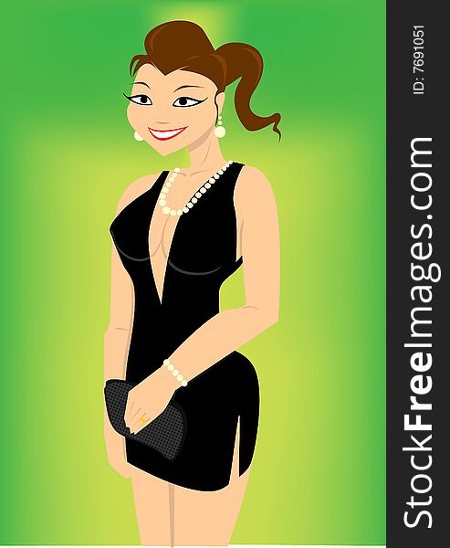 Lady in black dress  illustration