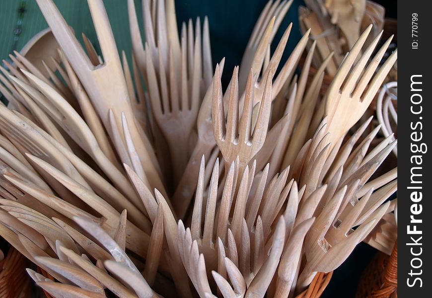 Handmade wooden forks