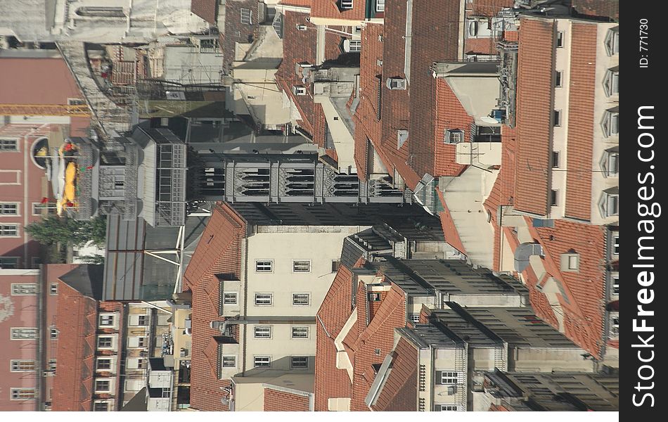 Elevator to upper town. Downtown Lisbon, Portugal,E.U. Elevator to upper town. Downtown Lisbon, Portugal,E.U.