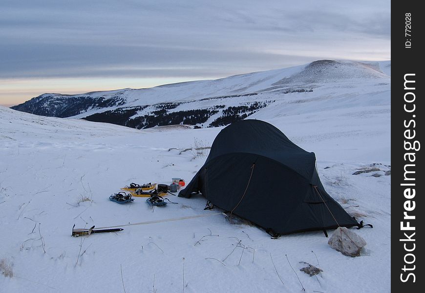 Tent in the snow