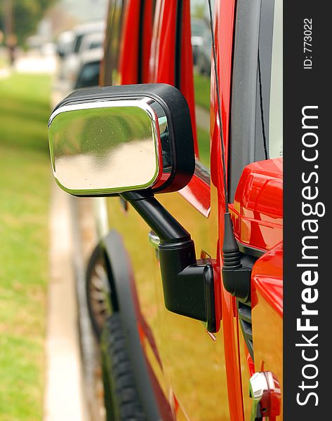 SUV passenger side rear view mirror. SUV passenger side rear view mirror