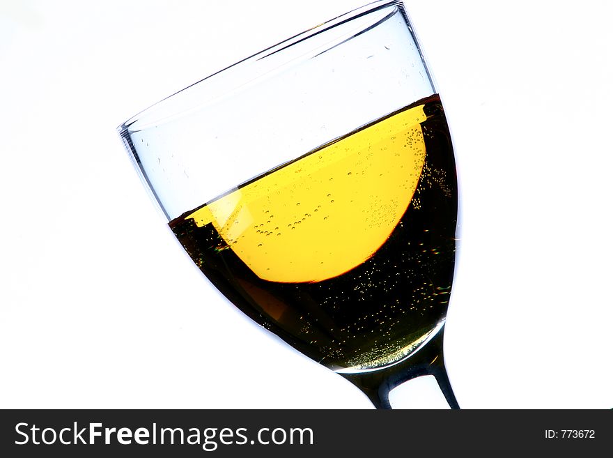 A glass of white wine. A glass of white wine