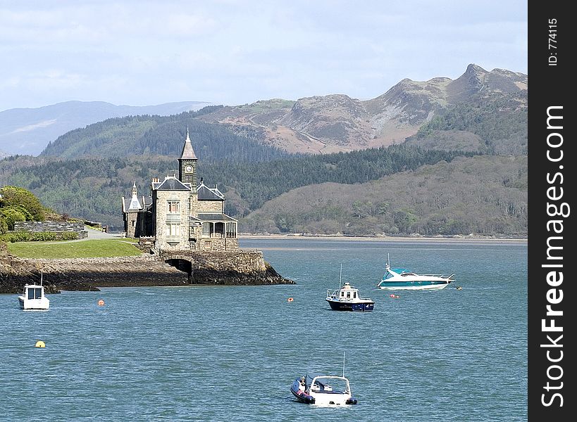 'Clock' house on river estuary. 'Clock' house on river estuary