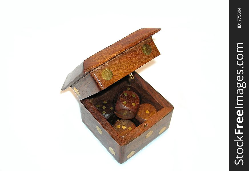 Wooden cubes in wooden box. Wooden cubes in wooden box