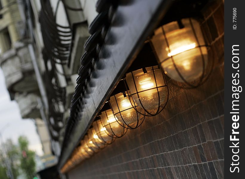 The image of many lanterns on a building