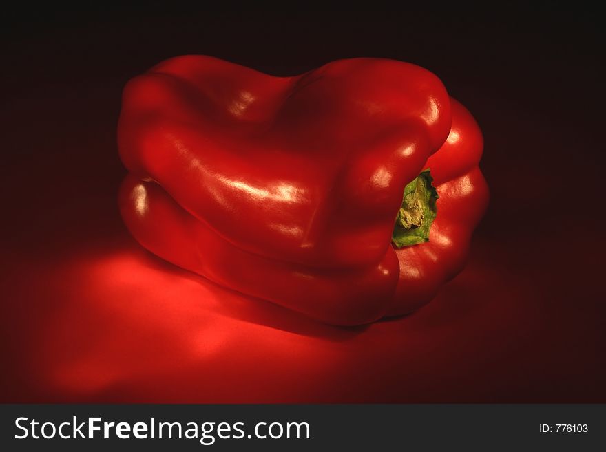 A Red Bell Pepper Glows in the Dark. A Red Bell Pepper Glows in the Dark.