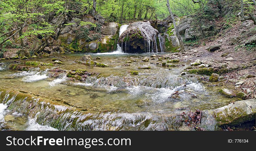 Panorama of waterfall cascade in Krimea, Ukraine. Panorama of waterfall cascade in Krimea, Ukraine