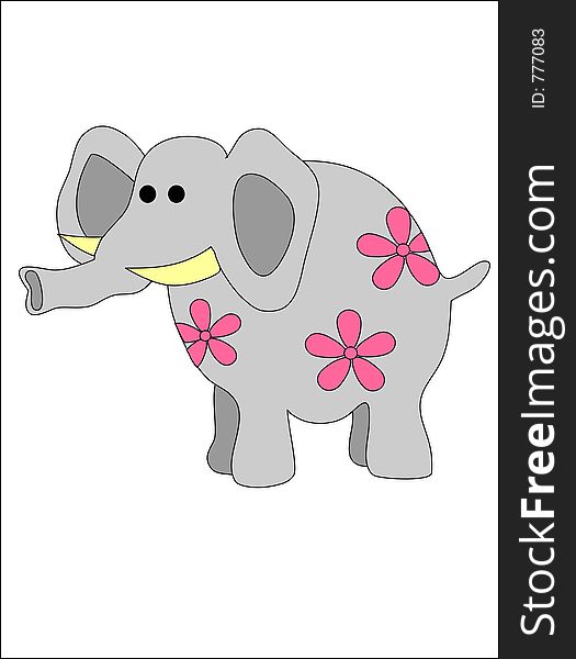 The grey elephant with pink flowers. The grey elephant with pink flowers.