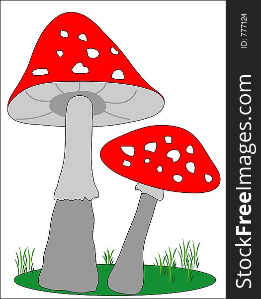 Mushroom with red cap. Mushroom with red cap.