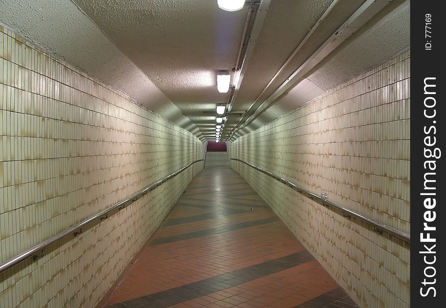 Lighted underground walkway in east coast park singapore