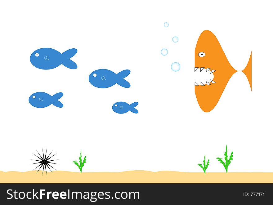 Illustration of underwater sea creatures.
