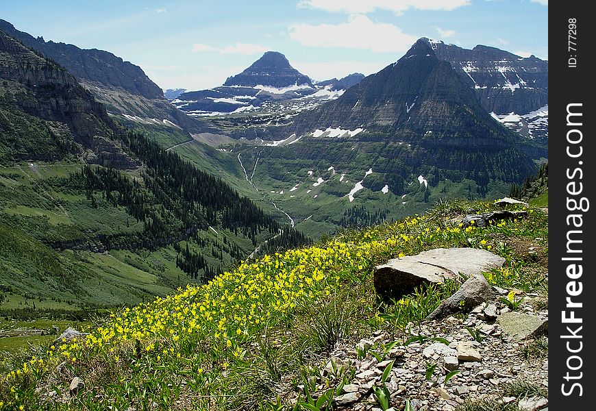 This picture was taken in Glacier National Park looking back to Logan Pass. This picture was taken in Glacier National Park looking back to Logan Pass.