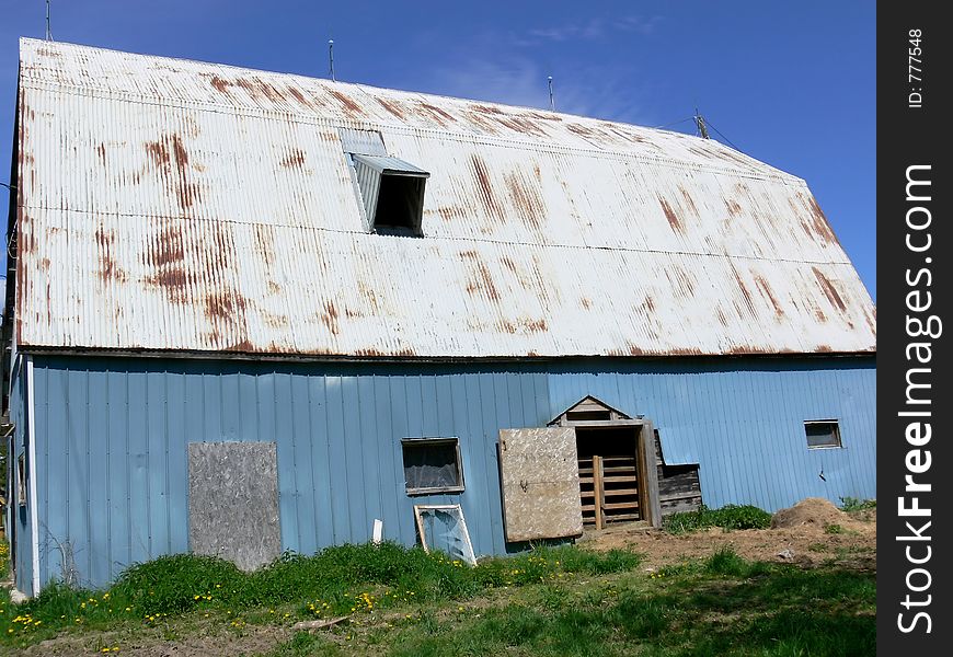 Unusual colored powder blue barn.