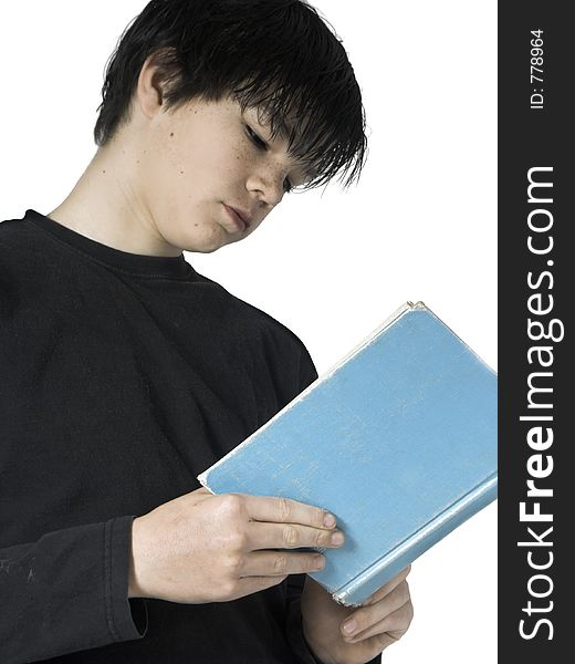 Isolated teen reading. Isolated teen reading