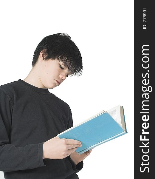 Isolated teen reading. Isolated teen reading