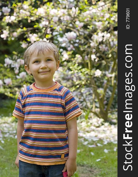 Boy in botanical garden. Boy in botanical garden