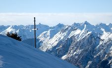 Winter Mountains With Cross Stock Photos Winter Mountains With Cross Stock Photos
