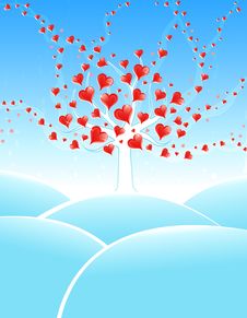 Winter Valentine Tree Royalty Free Stock Images