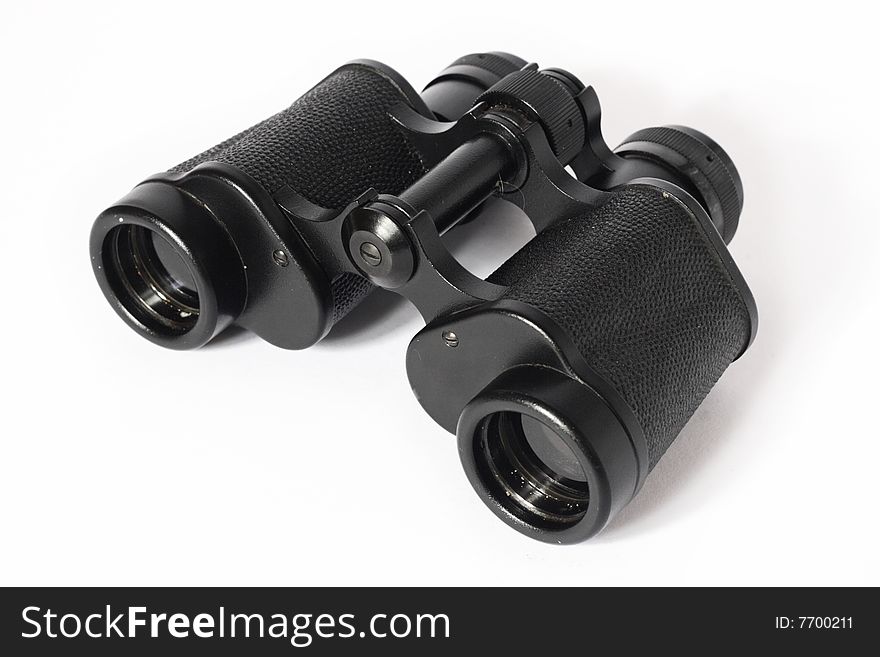 Black binocular on white background