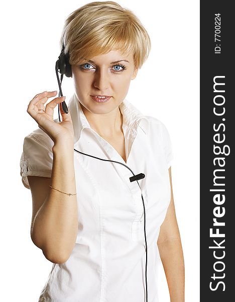 Woman Wearing Headset
