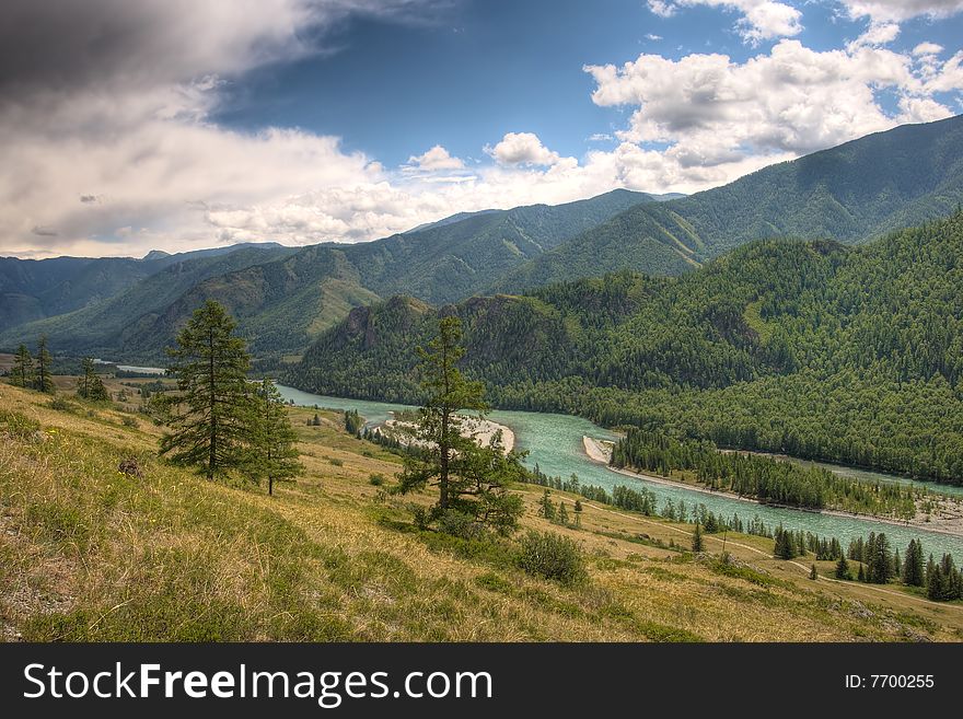 Katun river in the Altai mountains. Katun river in the Altai mountains