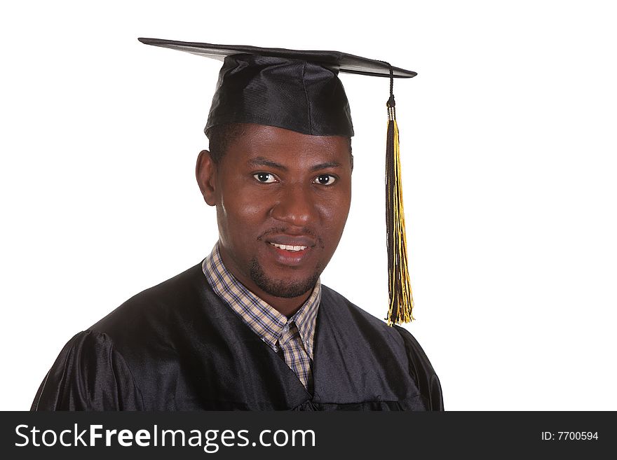 Happy graduation a young man on white background