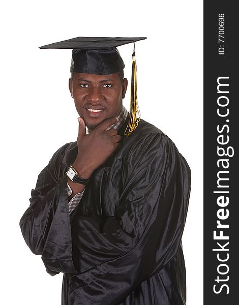 Happy graduation a young man on white background