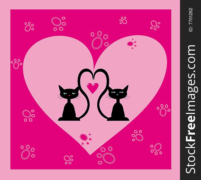 Greeting card with two black cats