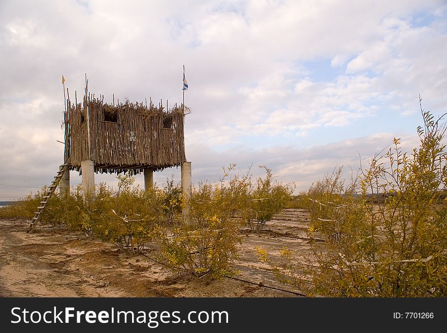 A hut in the orchard for the guard. A hut in the orchard for the guard