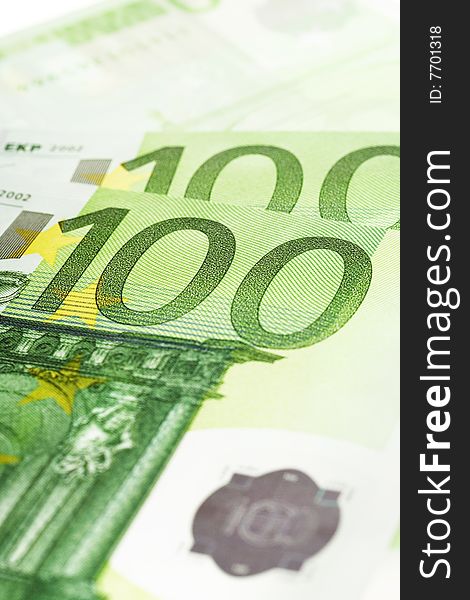 Heap of one hundred euro bills