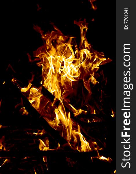 Fire isolated on a black background
