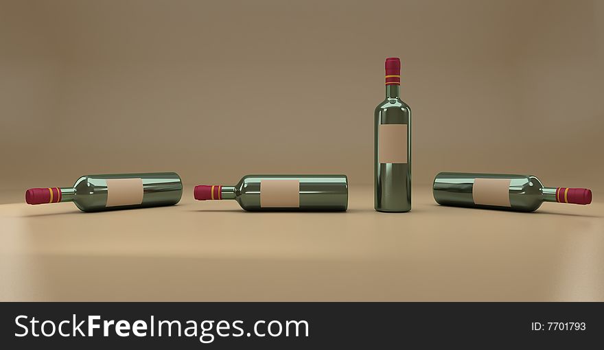 It is a lot of 3d a bottle fault on a brown background. It is a lot of 3d a bottle fault on a brown background