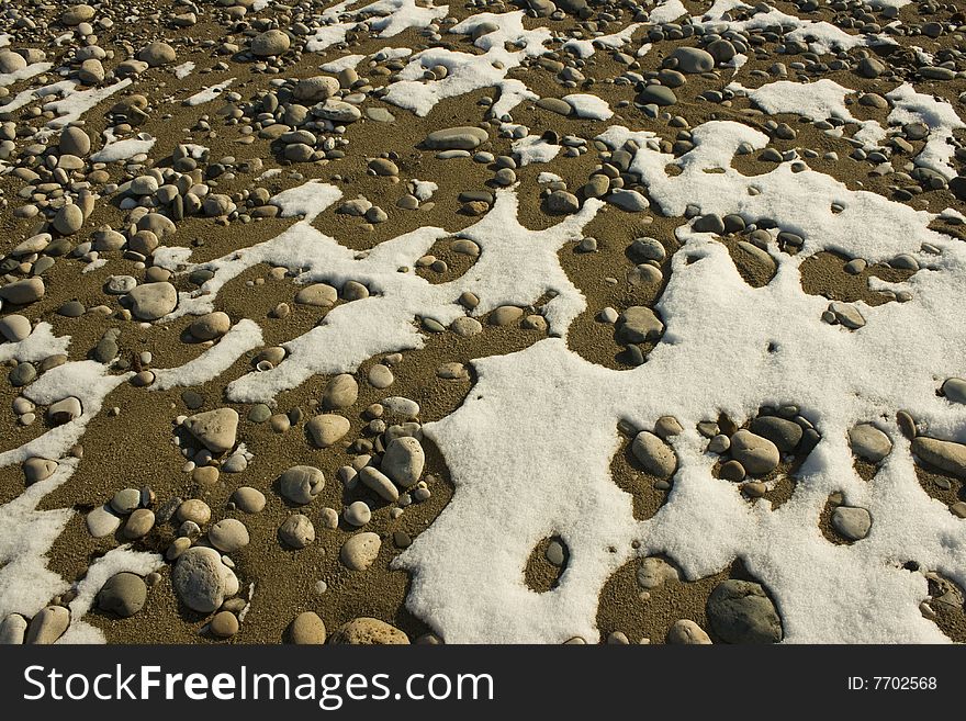 The winter  beach ( style photo ). The winter  beach ( style photo )