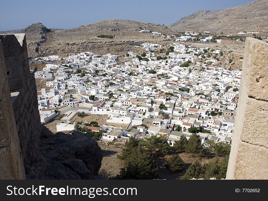 View on lindos village on Rhodos