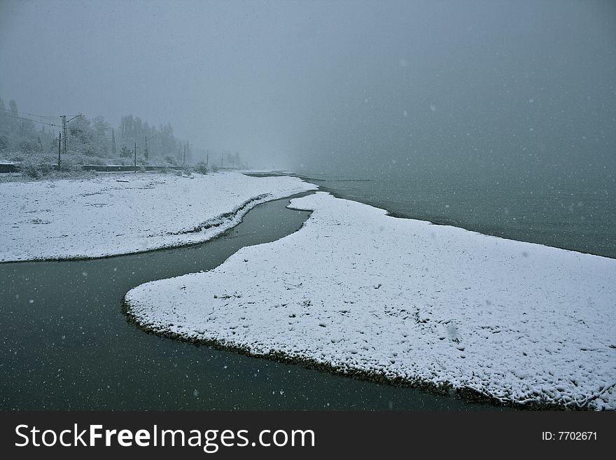 Winter sea beach landscape photo