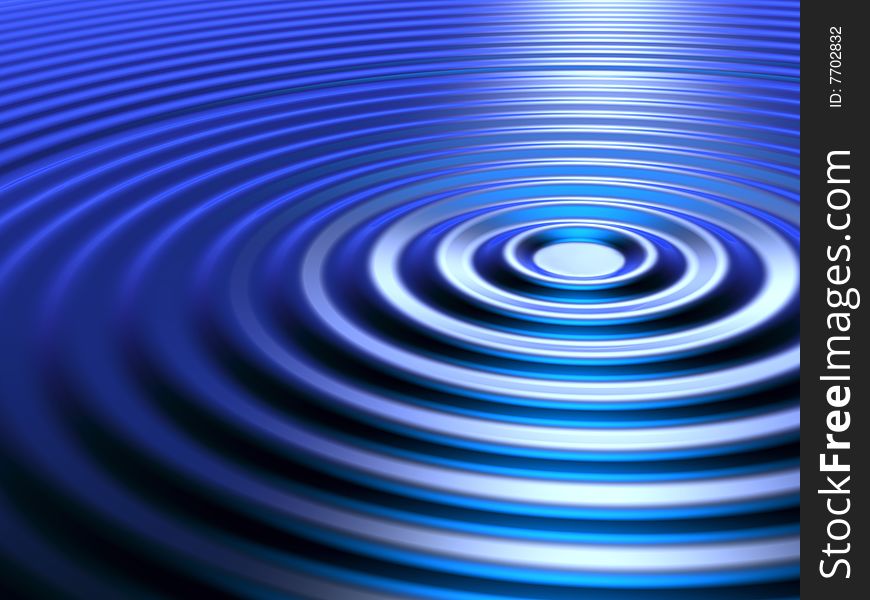 3d rendered illustration of water surface rippled by concentric circles. 3d rendered illustration of water surface rippled by concentric circles