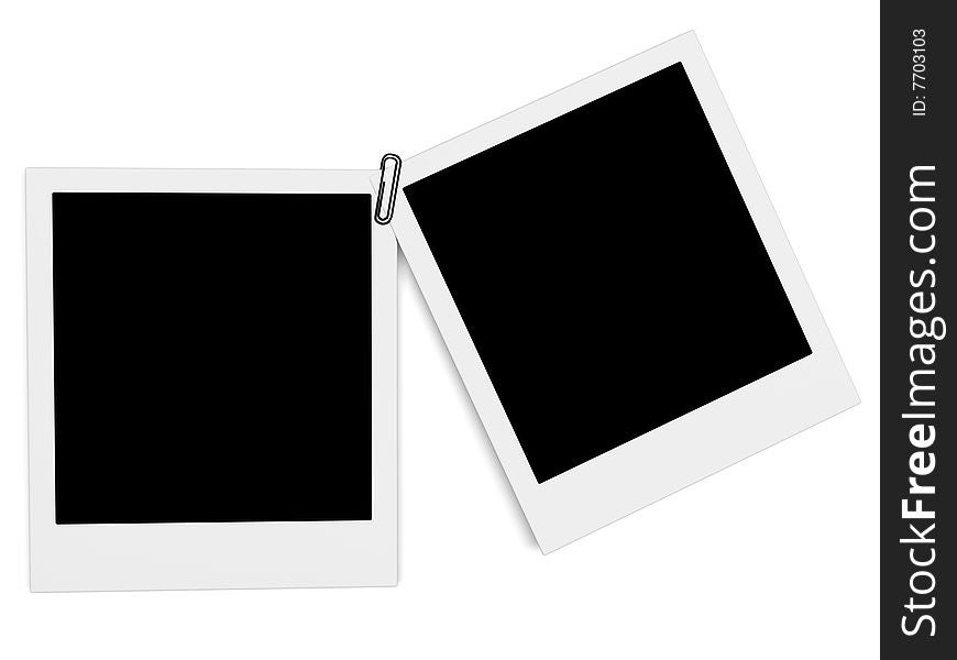Two empty blank photo cards with clip isolated on white. Two empty blank photo cards with clip isolated on white