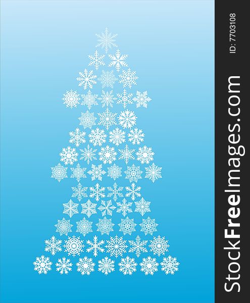 Snowflake tree on blue gradient background