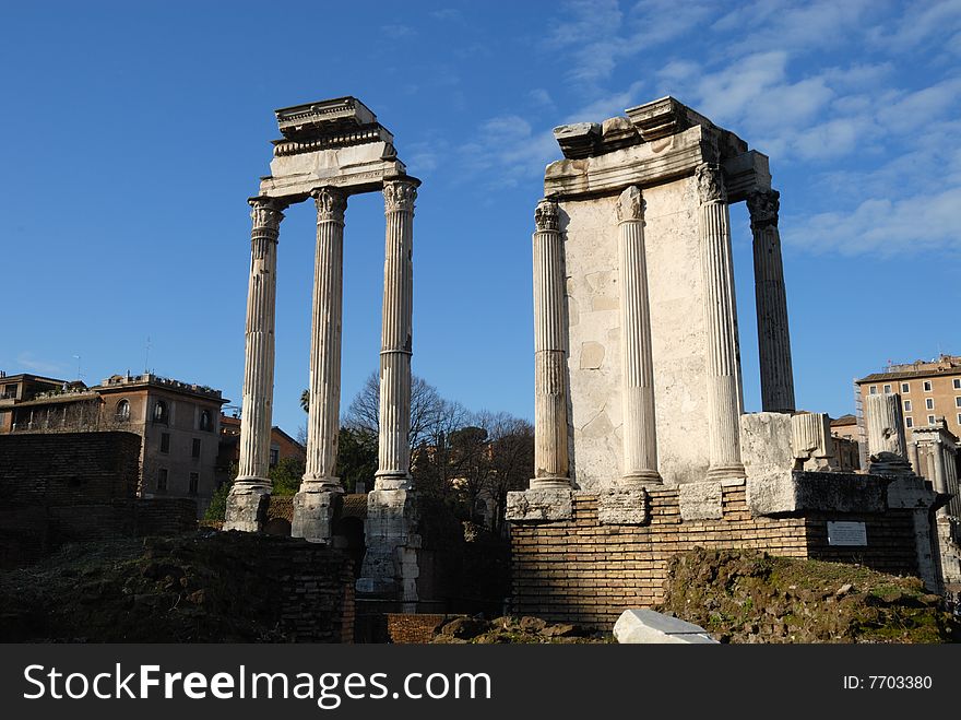 Ancient roman ruins of the imperial forums roma