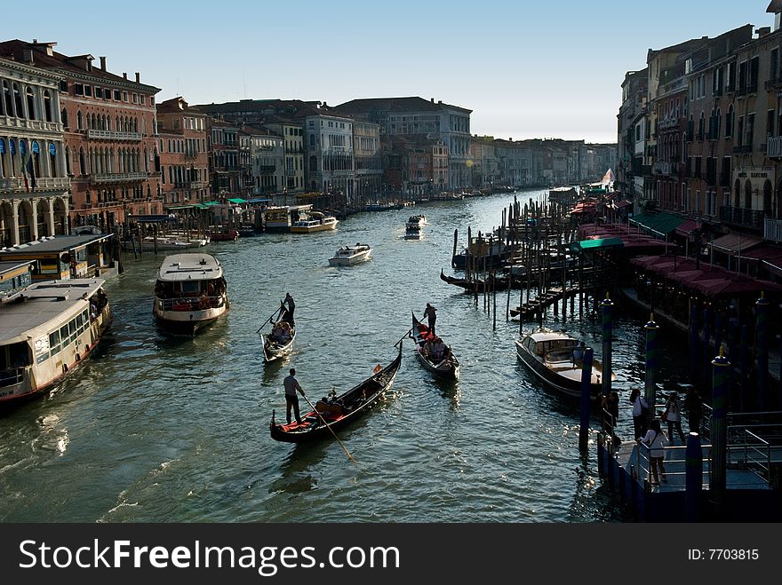 Gondolas on Grand canal, Italy - Venice