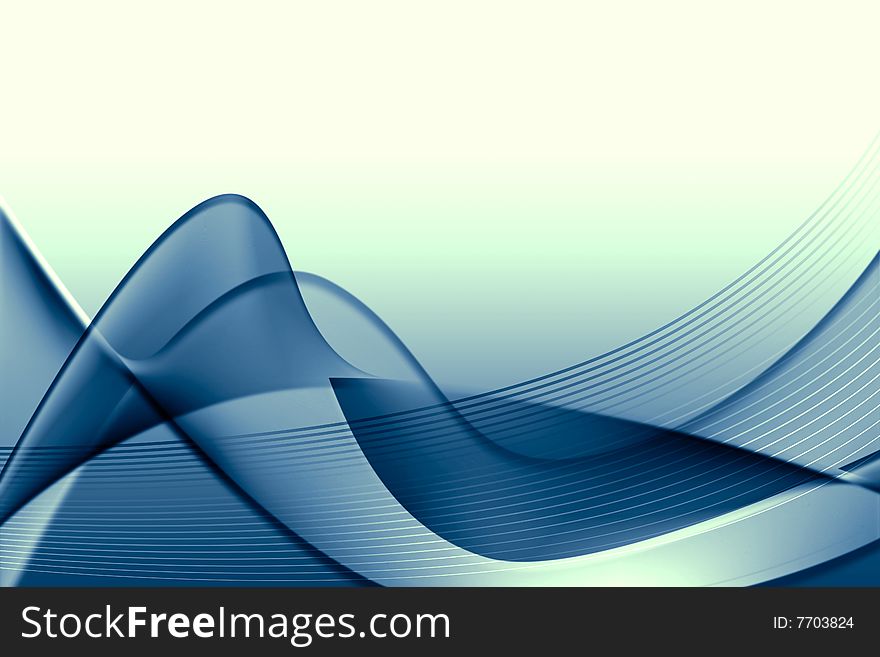 Blue abstract composition with flowing design. Blue abstract composition with flowing design
