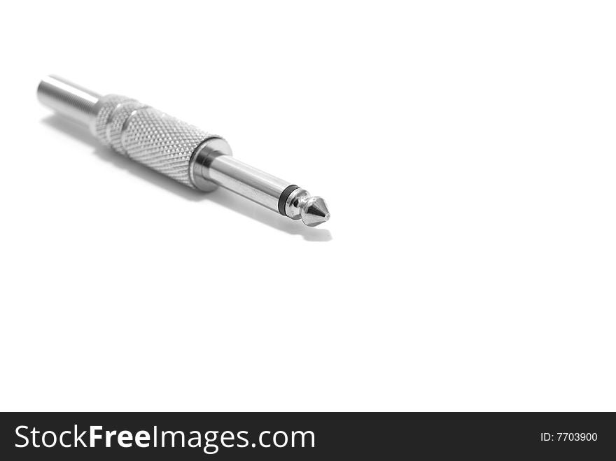 A standard mono audio connector isolated on a white background.