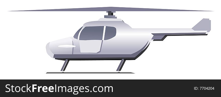 Small grey helicopter. Vector illustration