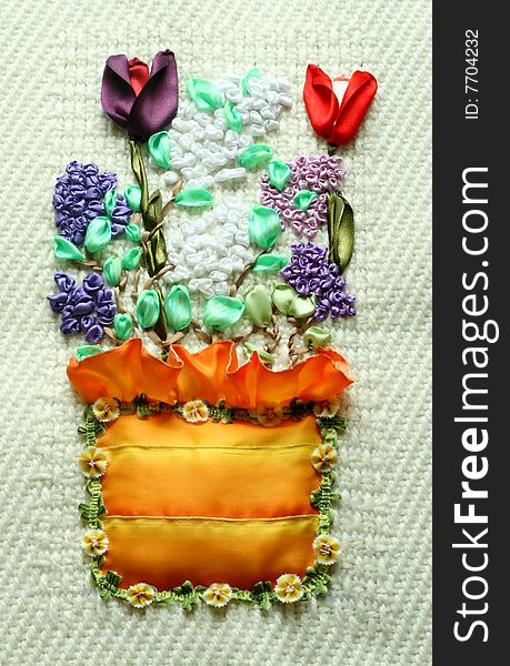 Beautiful embroidery color tapes, closeup