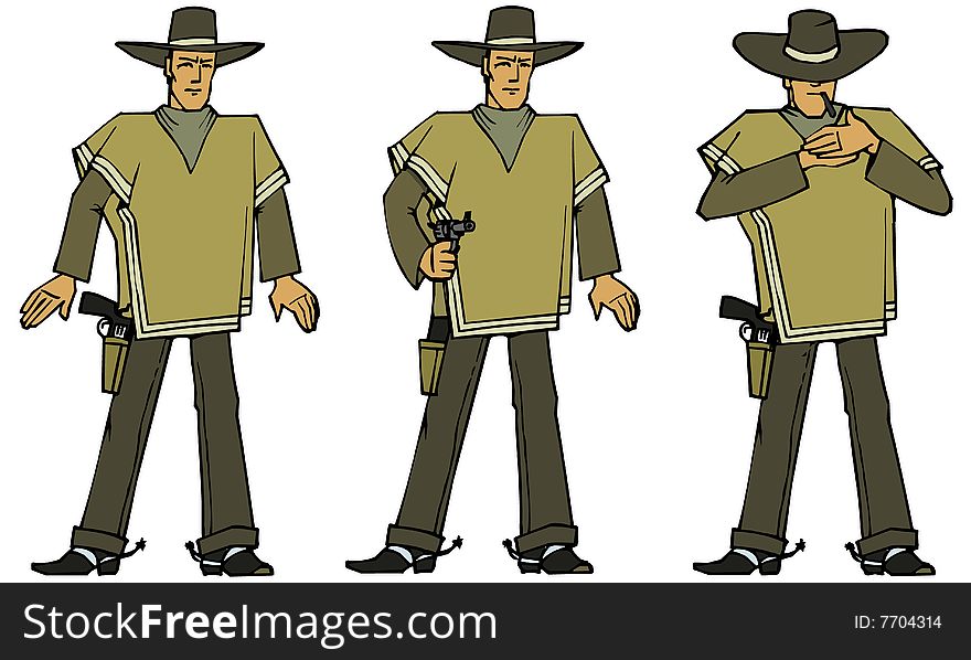 Texas cowboy.  Set Vector illustration